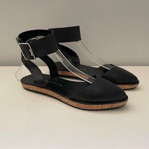 Alice and Olivia Reese Cork-Platform Leather Sandals Black Size